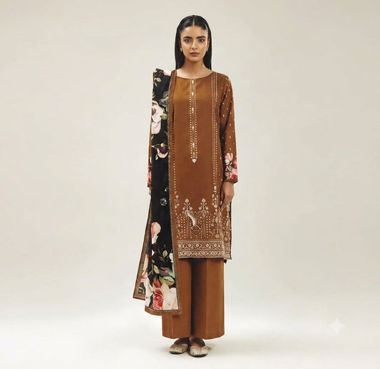 Elegant Floral 3-Piece Unstitched Lawn Suit – Summer Collection