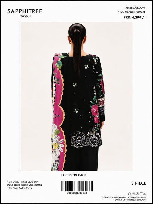 Beechtree Unstitched 3-Piece Printed Lawn Suit – Floral Beige & Pink