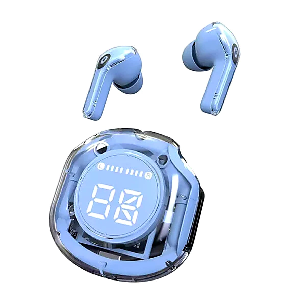 Air 39 Wireless Earbuds – Transparent Display, ENC Noise Cancellation & Bluetooth 5.3 Gaming Earbuds - Black