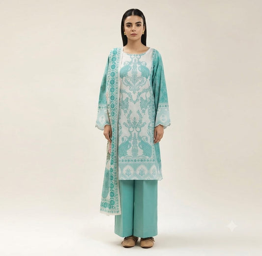 Elegant Maroon Printed Lawn 3-Piece Unstitched Suit | Summer Collection