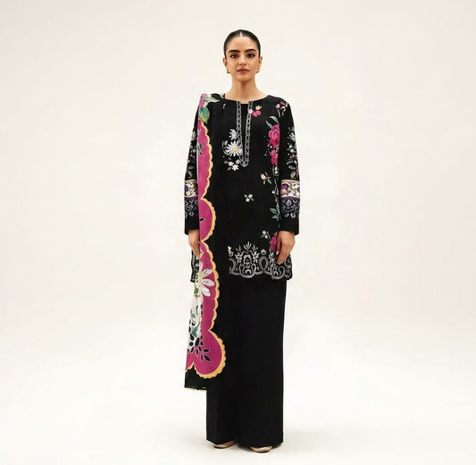 Elegant Floral 3-Piece Unstitched Lawn Suit – Summer Collection