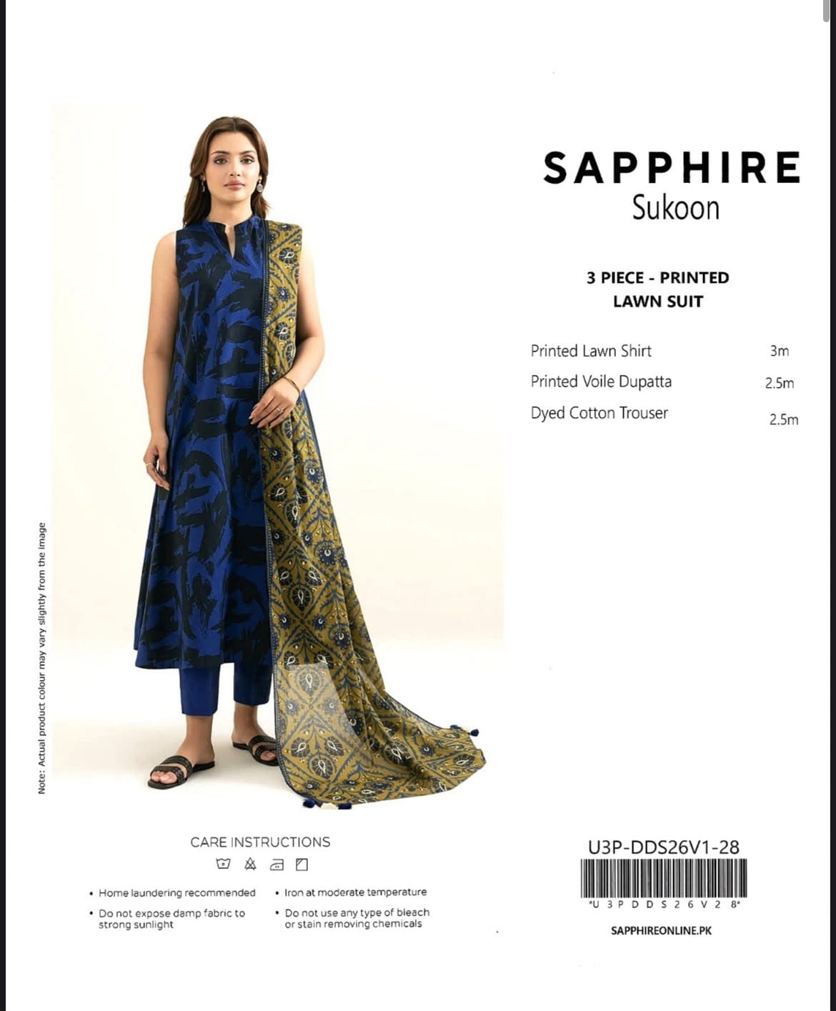 Sapphire Sukoon – Printed Lawn 3-Piece Unstiched
