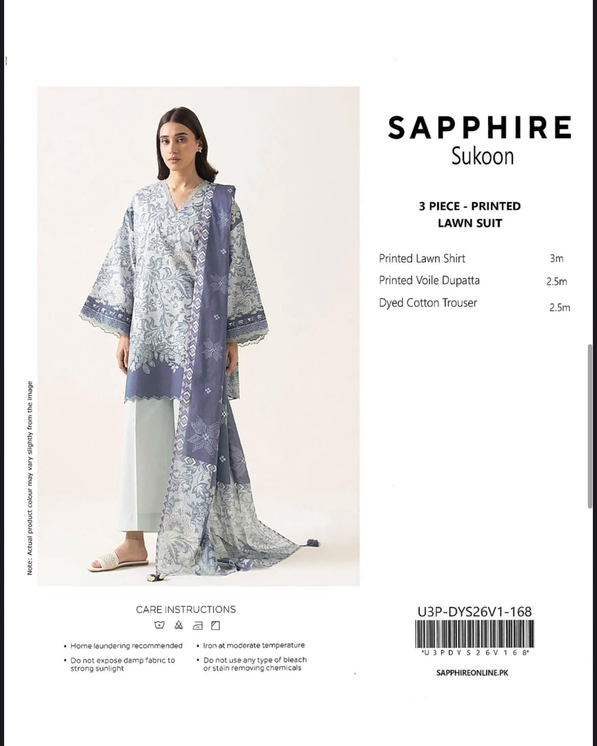 Sapphire Sukoon – Printed Lawn 3-Piece Unstiched