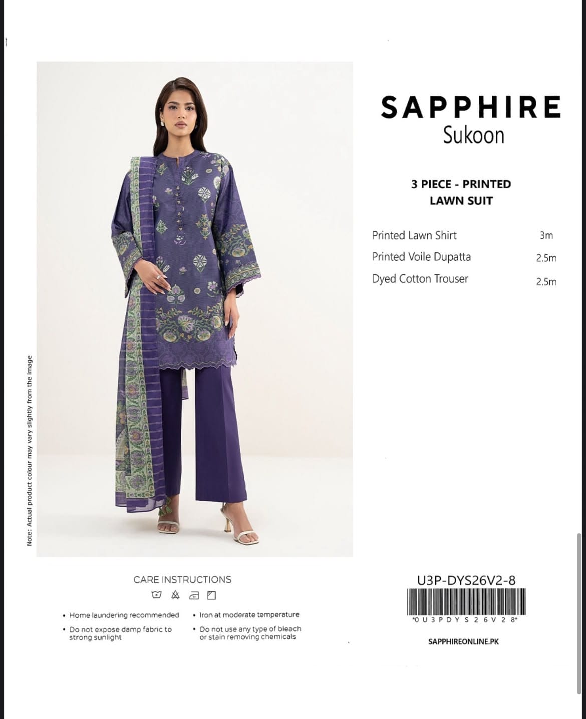 Sapphire Sukoon – Printed Lawn 3-Piece Unstiched