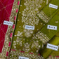 Suit flat lay - front, back, sleeves, dupatta, trouser, daman