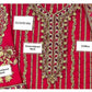Magenta handwork chiffon suit - close-up of handwork, embroidered neck and chiffon labels