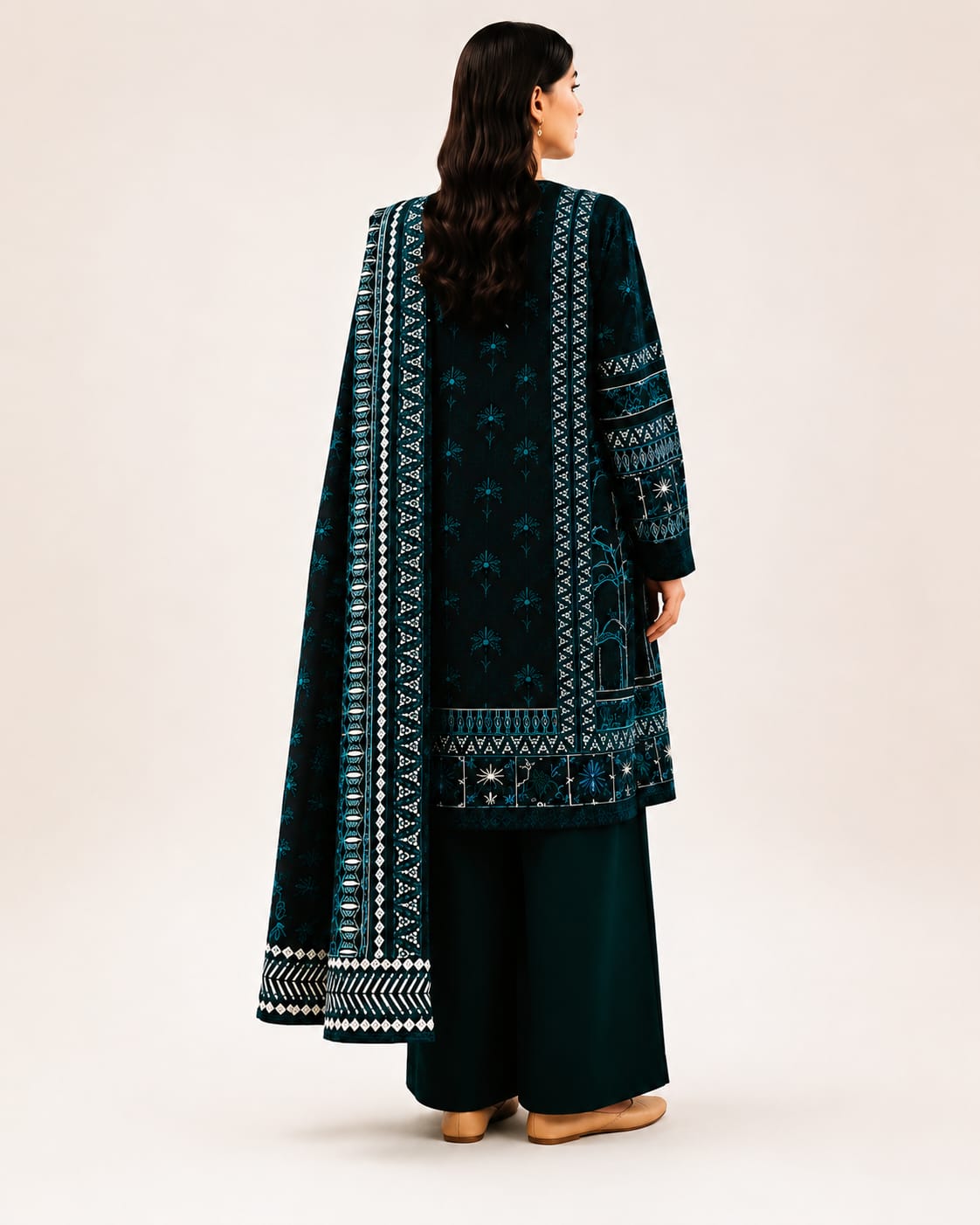 Beechtree Midnight Green Unstitched 3-Piece Lawn Suit